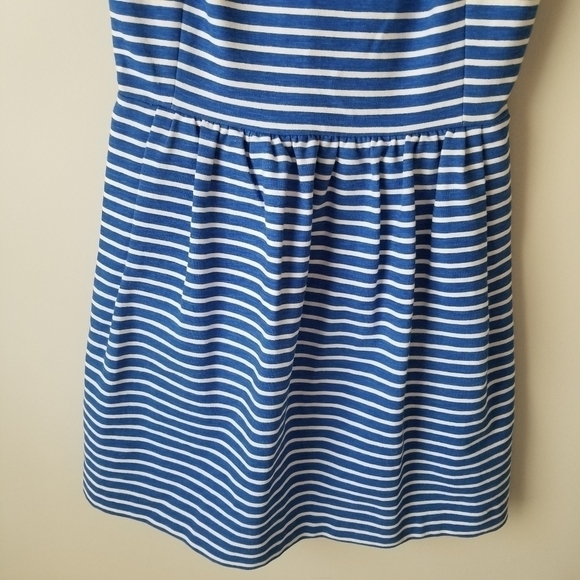 J Crew Blue/White Striped Pleated Ponte Mini Dress with Pockets Size XS - Picture 9 of 13